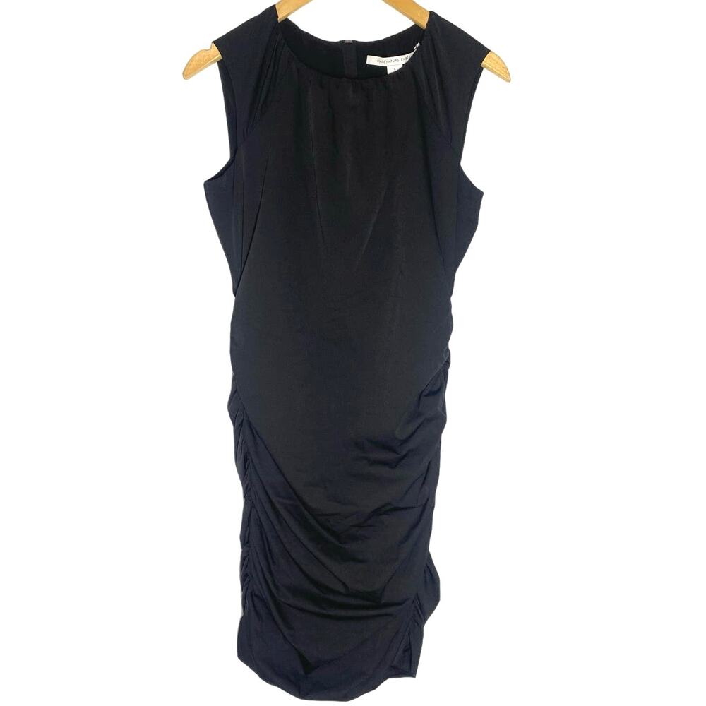 Diane Von Furstenburg Tulipan Black Ruched Knee Length Dress Size 6 Career LBD